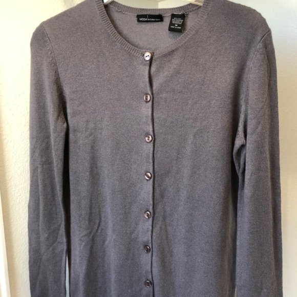 Moda International grey silk cashmere cardigan - Picture 2 of 5